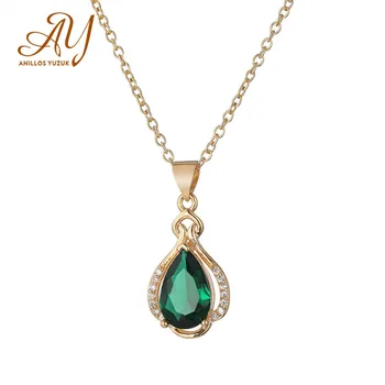 Anillos Yuzuk Vintage Emerald Kvapkovitý Geometrické Prívesok Temperament Strieborné Šperky Pozlátené Zapojenie Náhrdelník Pre Ženy