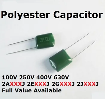 50PC 630V 2J222J 2J152J 100V 2A563J 2A683J 2A823J 2A104J 100V Polyester kondenzátor 56/68/82/100/0.0/0.00/1.5/2.2/NF/UF