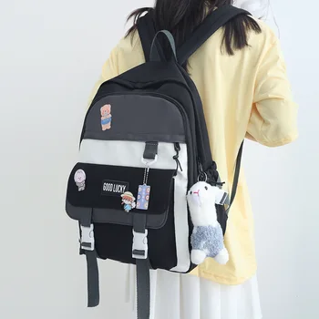 2022 NOVÝ kórejský Štýl Batohy Ženy Roztomilý Cestovné Tašky, Tašky Candy Farby Taška pre Dospievajúce Dievča Kawaii Vodotesný Batoh Prívesok