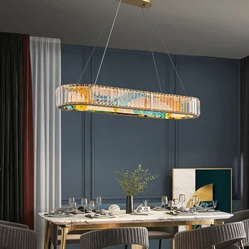 Stmievateľné LED vitráže Oválne Luster 2022 Zlato Post-moderné Závesné Lampy na Strop Domova Krúžok Svetlo pre Jedáleň