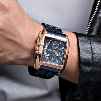 Baogela Heren Rvs Horloges Mannen Režim Luxe Blue Rose Gold Horloge Muž Waterdichte Lichtgevende Sport Militaire Horloge