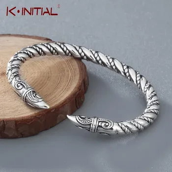 Kinitial Retro Viking Symbol Pohanských Otvoriť Náramok Mužov Veľké Náramok Severanov Viking Ručne vyrábané Prívesky Twist Náramok Šperky
