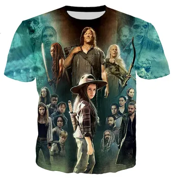2021Horror Film The Walking Dead 3D Tlač T-shirt Muži/ženy Móda Bežné Harajuku Štýl, T Košele Streetwear Topy Nadrozmerné