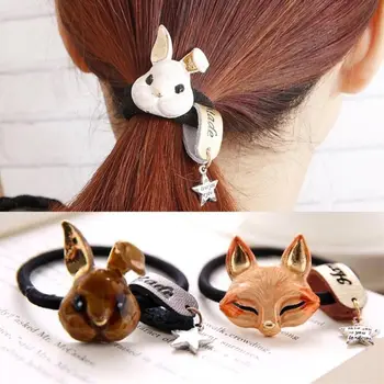 1Pcs Trendy Králik Mačka Tvarované Hairband Elastické gumičky do Vlasov Lano Pre Ženy Vlasy Príslušenstvo
