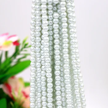 Čistá biela/Ivory 3 mm~12 mm Sklo Okrúhle Korálky Perforované Perly Pre DIY Perlové Náušnice Náramky Náhrdelníky Šperky Robiť