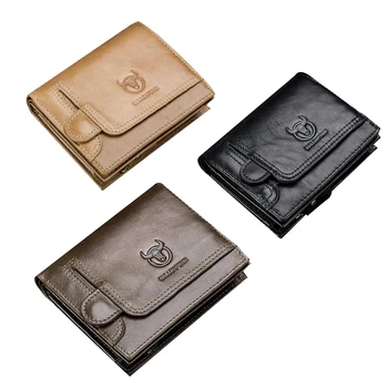BULLCAPTAIN Nové pánske Kožené Peňaženky, Kožené Mince Kabelku RFID Anti-Theft Kefa Kožené Peňaženky Karta