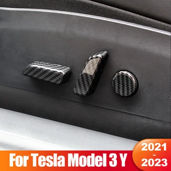 Pre Tesla Model 3 Y 2021 2022 2023 Model3 ABS Uhlíka autosedačky Nastavenie Prepnúť Gombík Panel Výbava Kryt Interiérové Doplnky