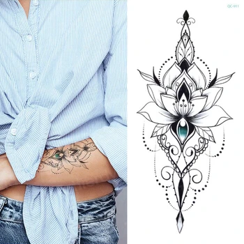 mandala lotosový kvet tetovanie mehndi henna nálepky na ruky sexy arabských tetovanie čierne skice vzory tetovanie nepremokavé body art