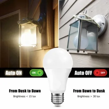 LED Nočné Svetlo Súmraku do Úsvitu Žiarovku 10W 15W E27 B22 Smart Senzor Svetla Žiarovka 85-265V Automatické zapnutie/vypnutie Indoor/Vonkajšie Osvetlenie Lampa