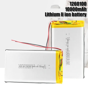 Nabíjateľná 3,7 V 10000mAh Lipo Li-Po Lítium kontakty batérie 1260100 S PCB Li-polymer Batérie Náhradné Batérie Pre Tablet, DVD,