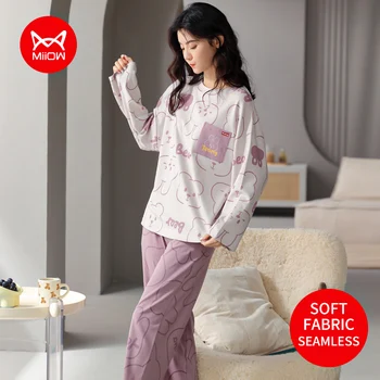MiiOW Pyžamo dámske oblečenie pre voľný čas Oblek Cartoon Zvierat Bavlna Dlhým rukávom Nohavice Jeseň A v Zime Plavky