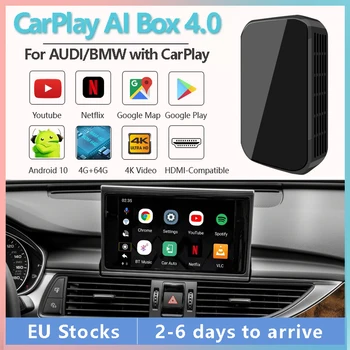 Android 10 CarPlay AI Box CAR MULTIMEDIA PLAYER, S21 4GB+64GB Apple Carplay Android Auto Tv Box pre Benz Audi BMW