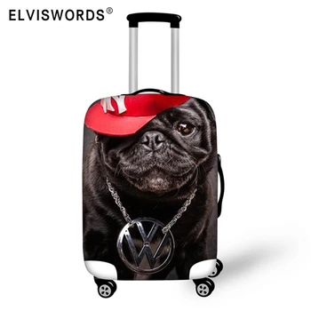 ELVISWORDS 3D Pug Buldog Tlač Elastické Trolley Case Pre 18-30 Palcový Cestovné Príslušenstvo Kufor Batožiny Ochranný Kryt