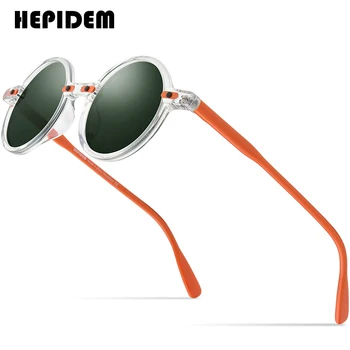 HEPIDEM Acetát Polarizované Slnečné Okuliare Mužov 2022 Nové Retro Vintage Okrúhle slnečné Okuliare pre Ženy Odtiene 9173T