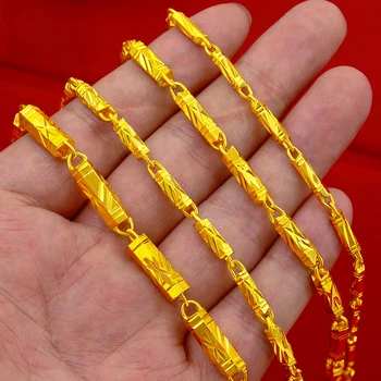 999 Pôvodnej Zlatá Farba Bamboo Náhrdelník pre Ženy, Mužov Neckalces Reťazca, Valentína, Svadbu Zapojenie Jemné Šperky Nie Fade