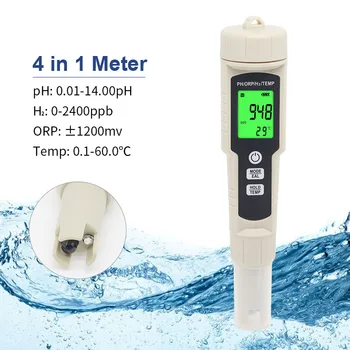 Nový 4 v 1 H2/PH/ORP/TEMP Digitálny Merač Kvality Vody Monitor Tester pre Bazény, Pitnej Vody, Akvária