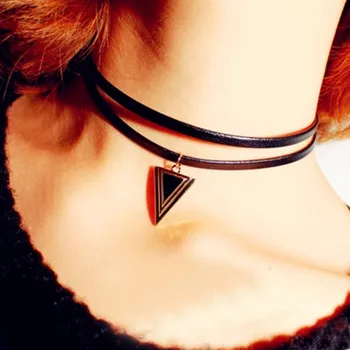 Viacvrstvové Chokers Náhrdelníky Pre Ženy Trojuholník Geometrické Prívesok Náhrdelník Collares Módne Šperky Bijoux Strany Darček