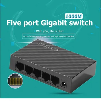 5 Port Ploche 1000 mb / s Sieťový Prepínač Gigabitovej Rýchlo RJ45 Ethernet LAN Prepínač Spínacie Náboj Adapter10/100/1000Mbps Prepínanie