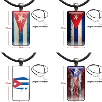 Kuba Vlajka Sklo Cabochon Prívesok Náhrdelník Obdĺžnik Módny Náhrdelník Pre Milovníkov Najlepšie Priateľstvo Pre Dámy