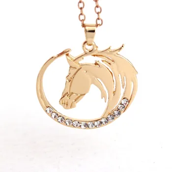 hzew jednoduché roztomilý kôň prívesok náhrdelník okrúhly tvar kôň náhrdelníky