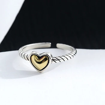 Módne Jednoduché Zlaté Srdce Prstene Pre Ženy Retro Striebro Twist Otvoriť Krúžok Svadobné Dovolenku Dar Gotický Šperky, Doplnky, Veľkoobchod