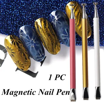 Profesionálne 3D DIY Salon Vysoko kvalitné Kovové Tyče Slivka Magnet Nail Art Magnetické Pero Dual-purpose Značkové Flower Nail Art Nástroje