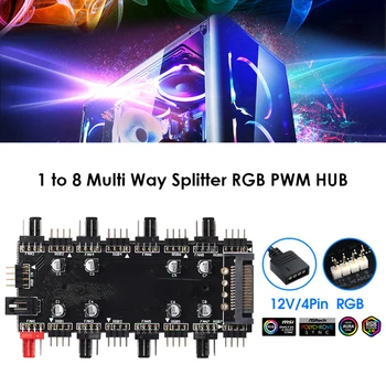 5V 3PIN/12V 4PIN 1 Až 8 Spôsob Splitter RGB PWM Hub, PC Chladiaci Ventilátor HUB RGB Kábel Rozdeľovača Hub na základnej Doske na SATA/Veľkých 4D Adaptér