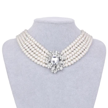 HOWAWAY 2020 nové Hepburn tému party kolo imitácia perly golier náhrdelník multi-strand golier 20s náhrdelník príslušenstvo