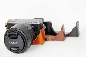 Pu Kožené puzdro Spodný Otvor Verzia Ochranné Polovicu Tela Kryt Základne Pre Panasonic Lumix DMC-GX80 DMC-GX85 GX80 GX85 Fotoaparát