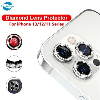 Diamantový Lesk Objektív Fotoaparátu Chránič Na iPhone 13 12 11 Pro Mini Max Kovový Krúžok Len Sklo iPhone13 Pro Max Ochranný Kryt