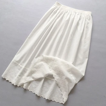 100% Bavlna Sklzu Šaty pre Ženy Basic Half-length Underskirt Čipky, Výšivky Pol Sklzu Voľné Podšívka jediná Vrstva Spodnička