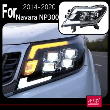 AKD Model Auta, čelová Lampa pre Navara Svetlomety 2014-2021 NP300 Hranici LED Reflektor Signál DRL LED Projektor Auto Príslušenstvo