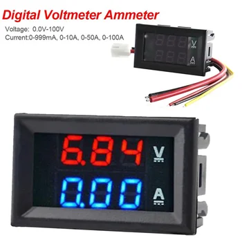 10/50/100A LED Digitálny Voltmeter Ammeter Napätie Červená+Modrá Dual Color Amp Duálne Digitálne Volt na Meter Rozchod
