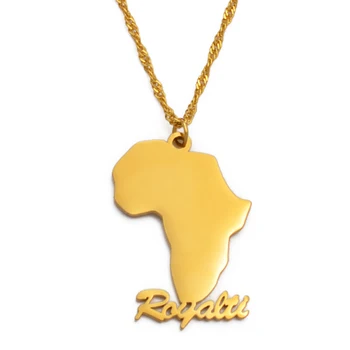Anniyo Afrika Mapa a Vlastné Meno Náhrdelník Prívesok,Strieborná Farba/Zlatá Farba Afriky Mapu Prispôsobiť Šperky/čas na Výrobu 7 až 15 deň