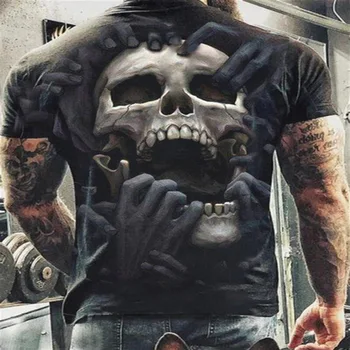 Pánske Letné Horor Lebky 3D Tlač T-Shirt O-Krku Krátky Rukáv Bežné Priedušná Nadrozmerné Mužské Tričko Top Mužov Oblečenie