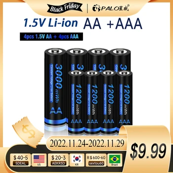 2A + 3A Lítiové Dobíjacie batérie 1,5 V AA 3000mWh / AAA 1200mWh 1,5 v Li-ion batérie pre hračky, diaľkové ovládanie, aa, aaa batéria