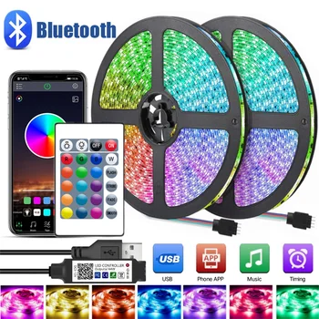 LED Pás Svetla RGB5050 Bluetooth Aplikáciu Diaľkové Ovládanie Svetiel Flexibilné Pásky Diódy Pásky TV Podsvietenie Miestnosti Zdobia na Izbu