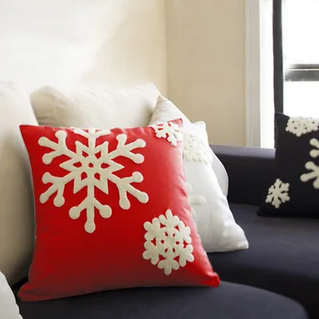 Pevné Vianočné obliečka na vankúš Snowflake vankúš Vyšívané hodiť vankúš vyšívané Domov gauč dekor 45x45cm