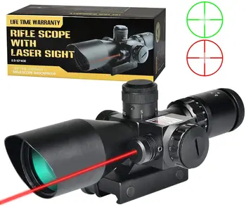Taktické Red Dot Lase Pohľad 2.5-10X40 Riflescope Červená Zelená Osvetlené Červené Laserové Rozsah Lovu Optika Vzduchu Rozsah Pohľad