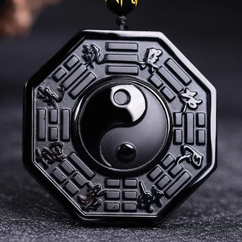 Móda Čierna Obsidián Rezbárstvo Prívesok Módne Šperky Yin Yang Vlk Dragon Náhrdelník Lucky Charms Anjel Prívesky, Šperky Boho