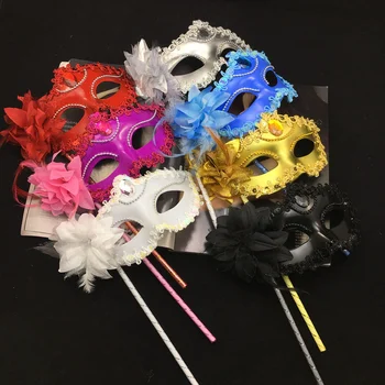 Sexy Maškaráda Svadobné Party Maska Benátskej Dance Party Ručné Palice Maska Kvetinové Dekorácie Halloween Party Rekvizity