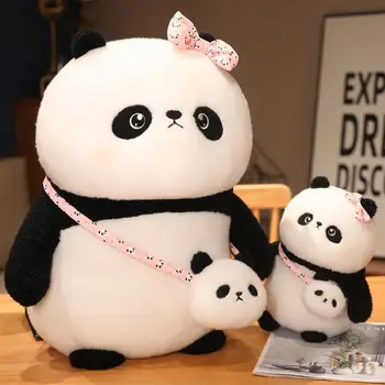 22 cm-45 cm Roztomilá Panda S Bag Plyšové Hračky Mäkké Zvierat Biely A Čierny Medveď, Bábika Vypchaté Hračky Pre Deti Narodeninám