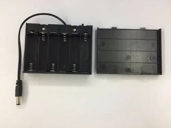 6 x AA 9V Plastové Batérie Prípade Úložný Box Priložený Držiak S DC 5.5*2.1 Napájací Konektor Samec Konektor S Krytom Drôt Viesť
