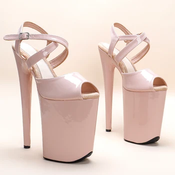 Leecabe 23 CM/9inches Patent horné módny trend exotické Platformu Sexy Vysoké Podpätky Sandále Pól Tanečné topánky