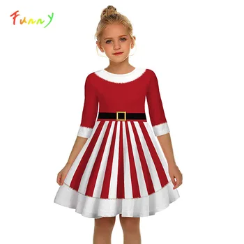 Dievčatá, Deti Vianočné Šaty Teen Polovičný Rukáv 3D Tlač Vianoce Batoľa Šaty Dievča Oblečenie Vestido Infantil Detí Nový Rok Oblečenie