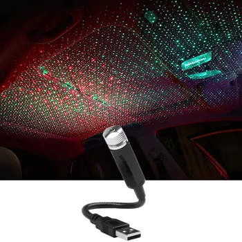LED Auto Strechy Star Nočné Svetlo Projektora Atmosféru Galaxy Lampa Mini USB Dekoratívne Nastaviteľné pre Auto Strecha Strop Miestnosti Dekor