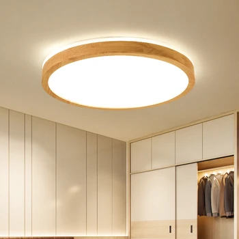 LED Stropné svietidlo Dreva Kruhové Námestie pre Obývacej Izby, Spálne, Vnútorné Osvetlenie Zariadenie Povrchovú montáž Lampa Diaľkové Ovládanie Stmievateľné