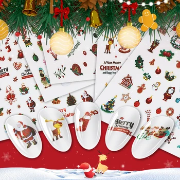 1 List Vianočné Nechty Umenie Nálepky, Nálepky, Self-lepidlo na Nechty, Nálepky Santa Claus Snowflake Sno pre Christams na Nechty, Dekorácia