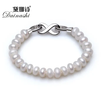 Dainashi 925 sterling silver šperky spona 8-9 mm biele, ružové a fialové prírodné perly charms náramky 18 cm pearl šperky, náramky
