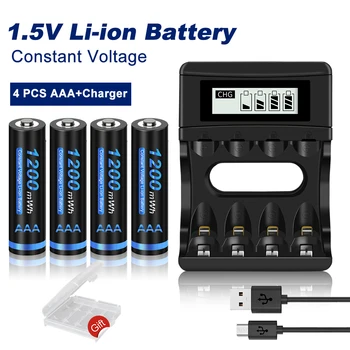 1.5 V AAA nabíjateľné batérie 1200mWh lithium 1,5 v aaa li-ion batéria 3a 1,5 v batérie+Nabíjačka pre 1,5 V AA AAA li-ion batéria